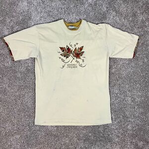 vintage Fall Autumn Quebec Canada Embroidered Leaves Homestead Shirt XL 90s
